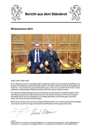 Berichte aus dem Ständerat - Wintersession 2015
