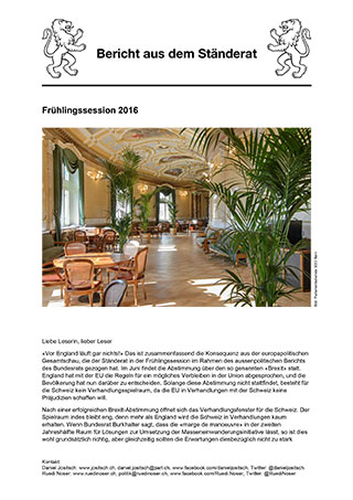 Berichte aus dem Ständerat - Wintersession 2015