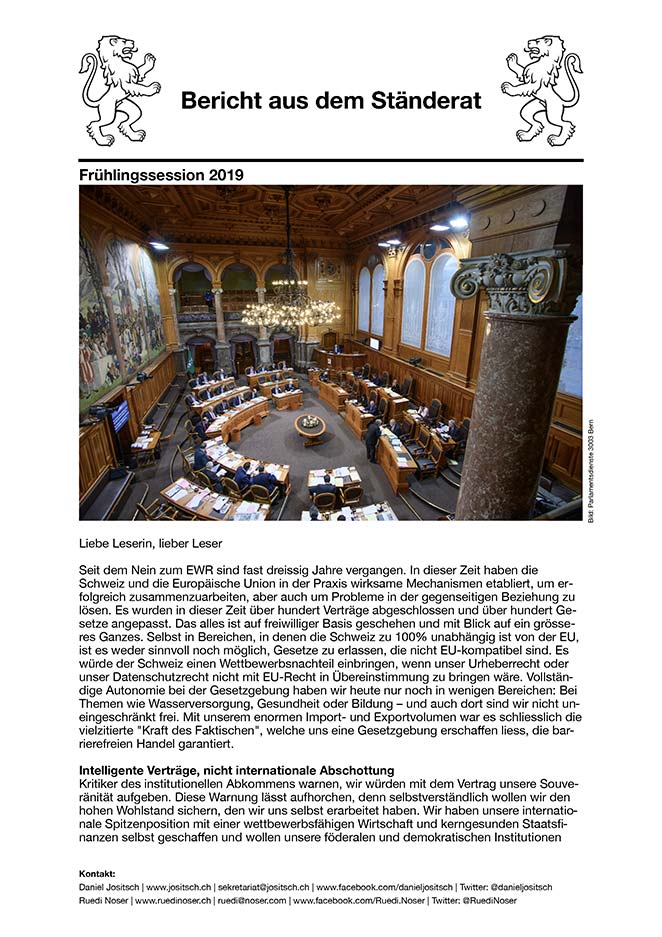 Newsletter Frühlingssession 2019